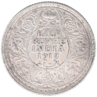 Silver Half Rupee Coin of King George V of Bombay Mint of 1912.