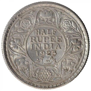 Silver Half Rupee Coin of King George V of Calcutta Mint of  1923.