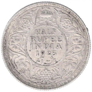 Silver Half Rupee Coin of King George V of Bombay Mint of 1925.