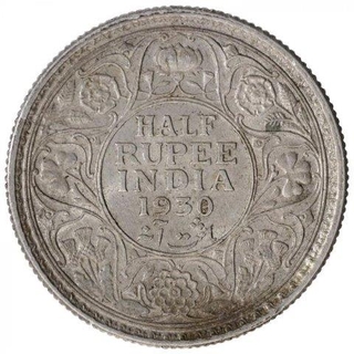 Silver Half Rupee Coin of King George V of Calcutta Mint of 1930.