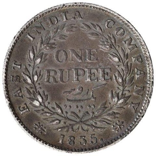 Silver One Rupee Coin of King William IIII of Calcutta Mint of 1835.