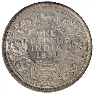 Silver One Rupee Coin of King George V of Bombay Mint of 1921.