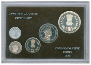 Jawaharlal Nehru Birth Centenary Proof Set of Bombay Mint of the Year 1989.