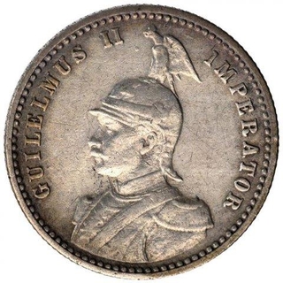 Silver One Quarter Rupie Coin of Kaiser Wilhelm of German East Africa.