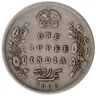 Error Silver One Rupee Coin of King Edward VII of 1906.