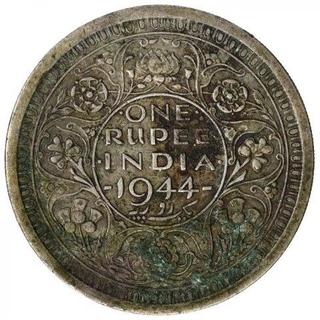 Error Silver One Rupee Coin of King George VI of 1944.