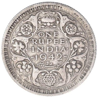 Error Silver One Rupee Coin of King George VI of Bombay Mint of 1942.