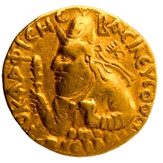 Rare Gold Dinar Coin of Vima Kadphises of Kushan Dynasty.