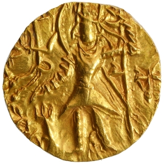 Gold Dinar Coin of Kanishka III of Kushan Dynasty of Shiva type.