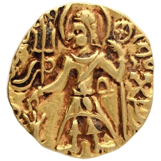 Gold Dinar Coin of Magra of Kushan Dynasty of Ardoksho type.