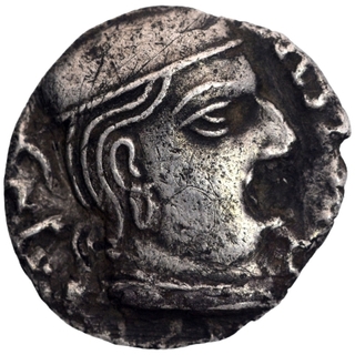 Silver Drachma Coin of Rudrasena I of Western Kshatrapas.