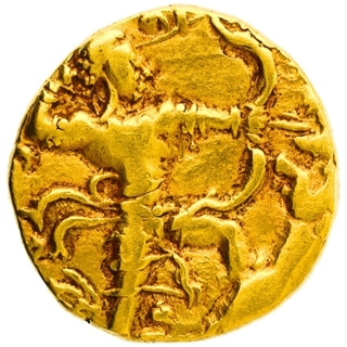 Extremely Rare Gold Dinar Coin of Chandragupta II of Gupta Dynasty of Lion Slayer type.