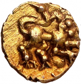 Extremely Rare Gold One Quarter  Fanam Coin of Hoysala Dynasty.