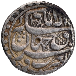 Silver One Rupee Coin of Akbar of Allahabad Mint.