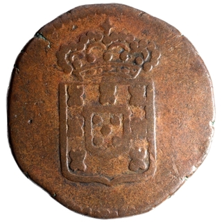 Copper Fifteen Reis Coin of Joao of Indo Portuguese.