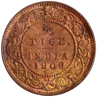 Copper Half Pice Coin of King Edward VII of Calcutta Mint of 1906.