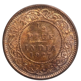 Bronze Half Pice Coin of King George V of Calcutta Mint of 1927.