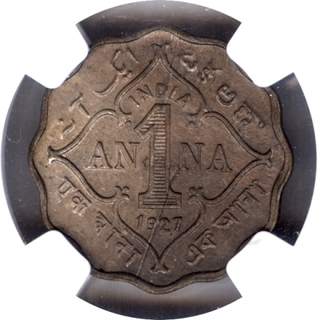 Copper Nickel One Anna Coin of King George V of Calcutta Mint of 1927.