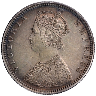 Rare Silver Half Rupee Coin of Victoria Empress of Bombay Mint of 1881.