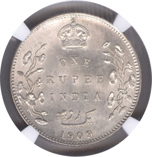 Silver One Rupee Coin of King Edward VII of Bombay Mint of 1909.