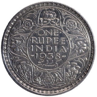 Silver One Rupee Coin of King George VI of Bombay Mint of 1938.