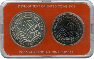 UNC Set of Food and Shelter for All of Bombay Mint of 1978.