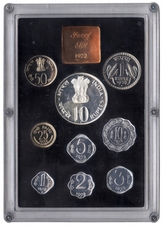 Proof Set of 25th Anniversary of Independence of Bombay Mint of 1972.