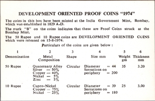 UNC Set of Planned Families:Food for All of Bombay Mint of 1974.