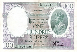 One Hundred Rupees Bank Note Signed By J B Taylor of King George V of 1928.