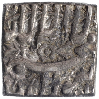 Silver Square One Rupee Coin of Akbar.