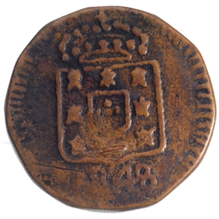 Copper Seven and Half Reis Coin of Maria II of Goa of Indo Portuguese.