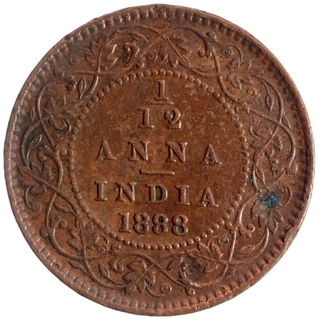 Copper One Twelfth Anna Coin of Victoria Empress of Calcutta Mint of 1888.