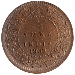 Bronze One Twelfth Anna Coin of King Edward VII of Calcutta Mint of 1907.