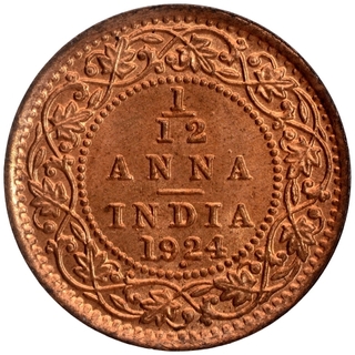 Bronze One Twelfth Anna Coin of King George V of Bombay Mint of 1924.