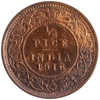 Bronze Half Pice Coin of King George V of Calcutta Mint of 1916.