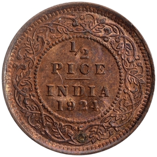 Bronze Half Pice Coin of King George V of Calcutta Mint of 1924.