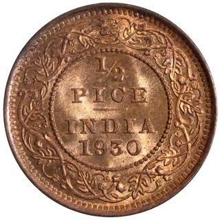 Bronze Half Pice Coin of King George V of Calcutta Mint of 1930.