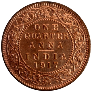 Copper One Quarter Anna Coin of King George V of Calcutta Mint of 1917.