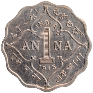 Copper Nickel One Anna Coin of King George V of Bombay Mint of 1913.