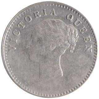 Silver Two Annas Coin of Victoria Queen of Bombay Mint of 1841.