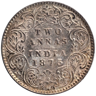 Silver Two Annas Coin of Victoria Queen of Calcutta Mint of 1875.