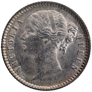 Silver One Quarter Rupee Coin of Victoria Queen of Calcutta Mint of 1840.