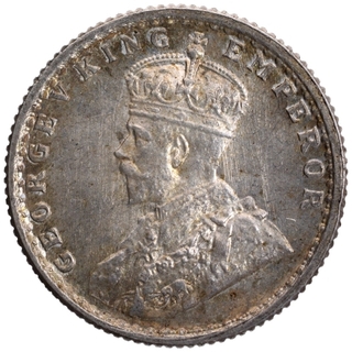 Silver One Quarter Rupee Coin of King George V of Calcutta Mint of 1930.