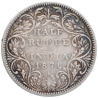 Silver Half Rupee Coin of Victoria Queen of Bombay Mint of 1876.