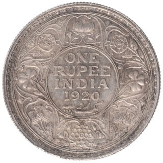 Silver One Rupee Coin of King George V of Bombay Mint of 1920.