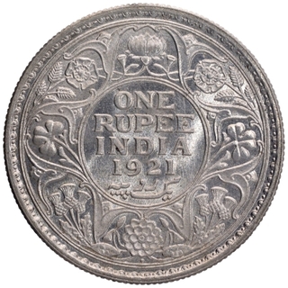 Silver One Rupee Coin of King George V of Bombay Mint of 1921.