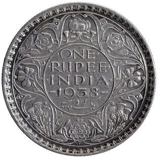 Silver One Rupee Coin of King George VI of Bombay Mint of 1938.