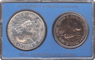 UNC Set of Equality Development and Peace of Bombay Mint of 1975.