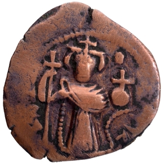 Copper Follis Coin of Canstant II of  Byzantine Empire.