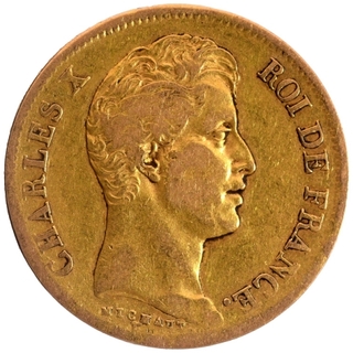 Gold Fourty Francs Coin of  Charles X of France.